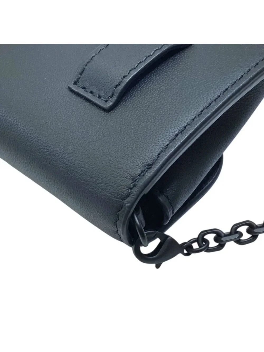 Dior Saddle Nano Pouch Chain Wallet Shoulder Bag Leather Black Practical
